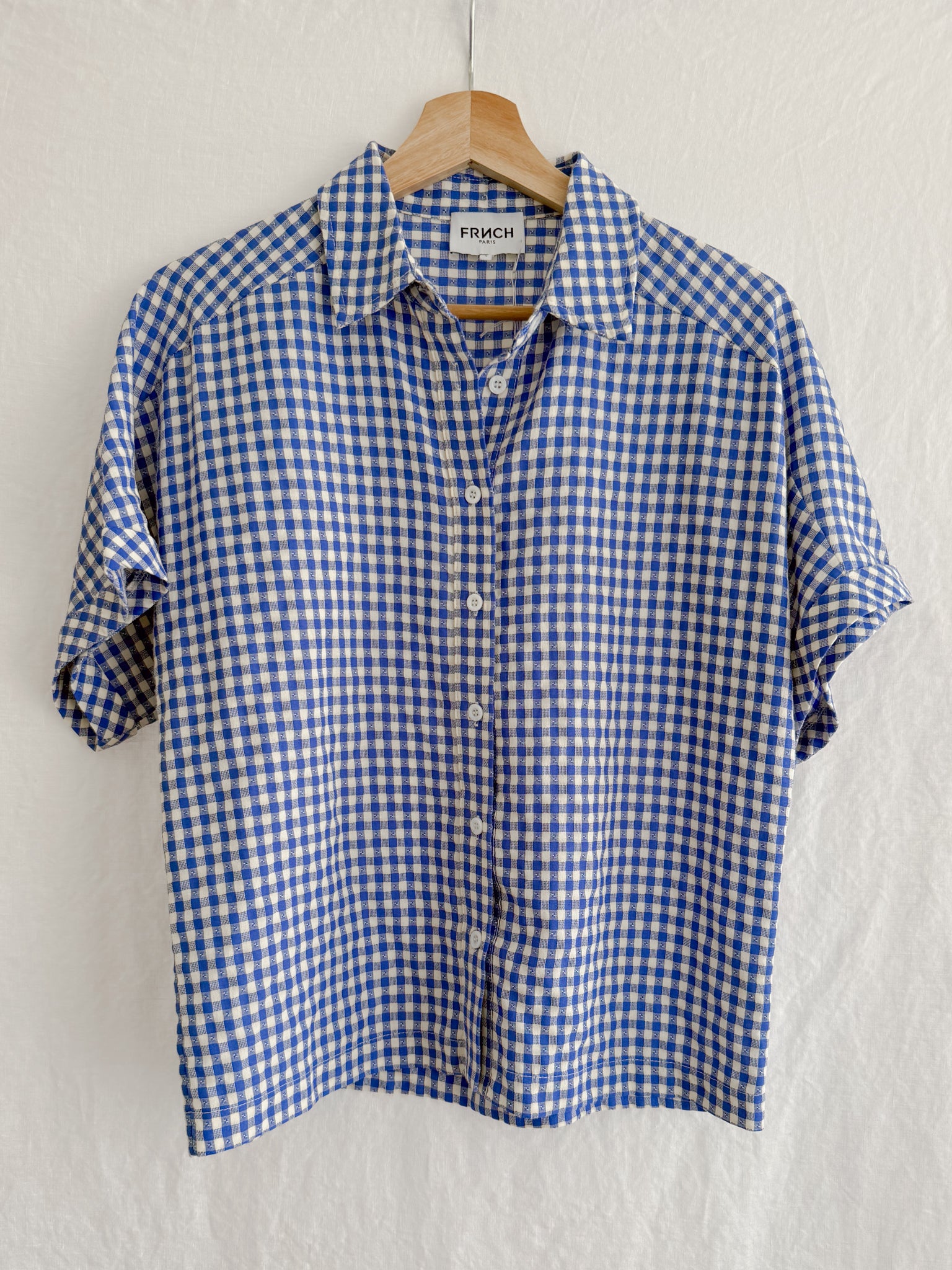 FRNCH - BLUE CHECK BUTTON FRONT