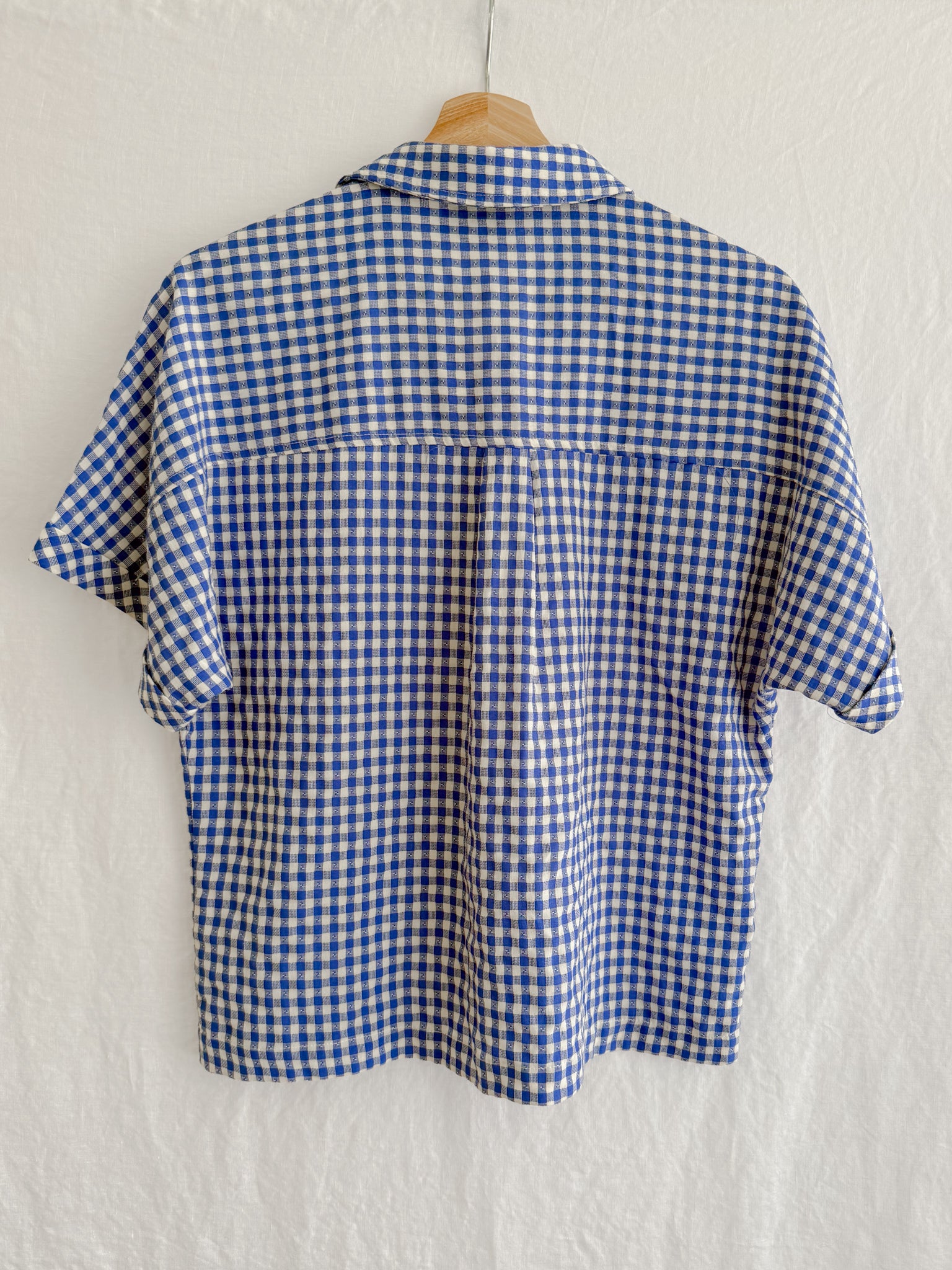 FRNCH - BLUE CHECK BUTTON FRONT