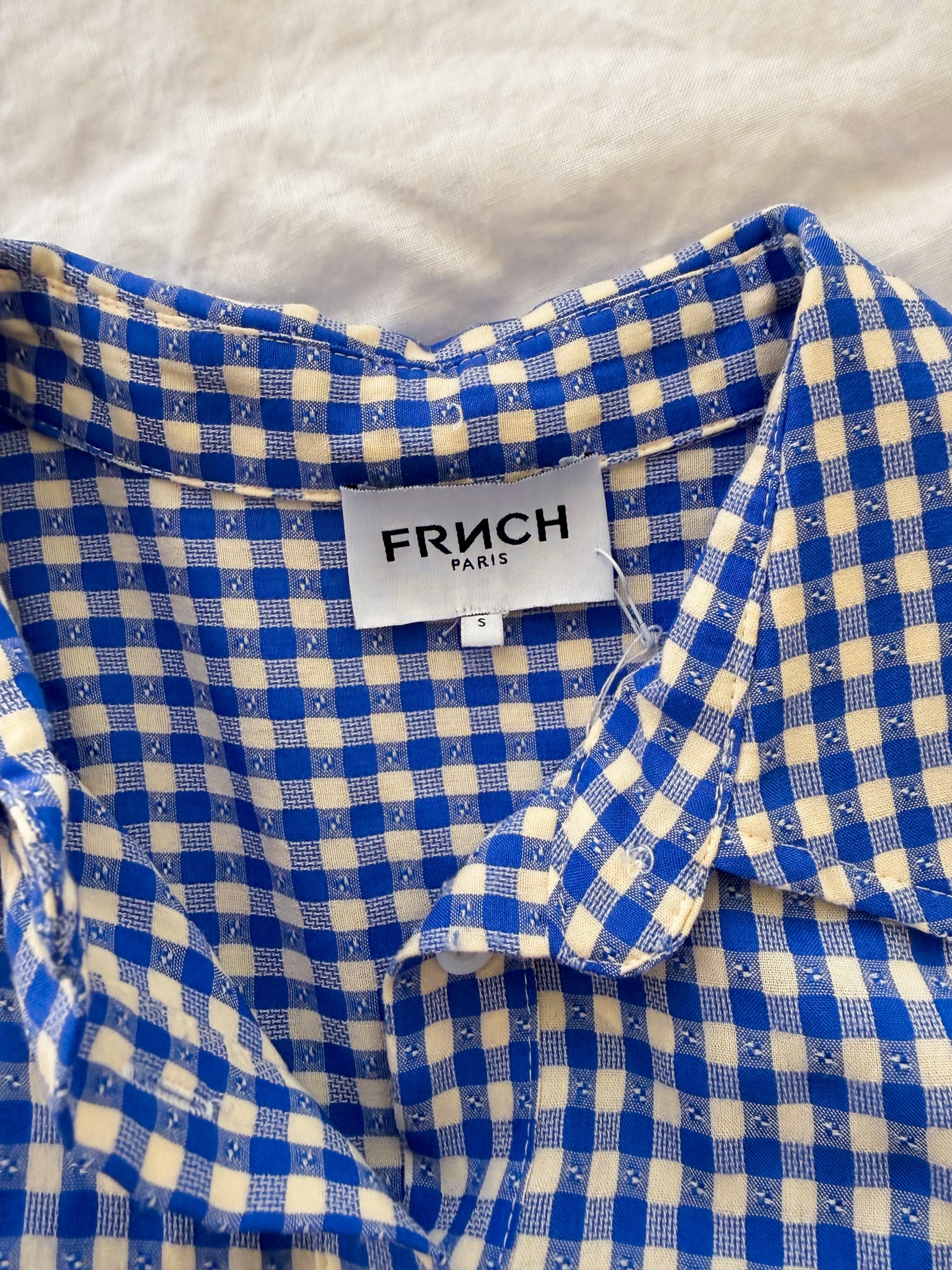 FRNCH - BLUE CHECK BUTTON FRONT