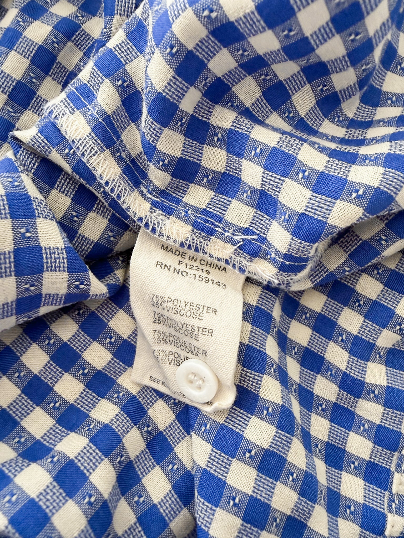 FRNCH - BLUE CHECK BUTTON FRONT